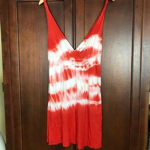 Curious Gypsy M Orange White Tie Dye Summer Dress Swim Cover